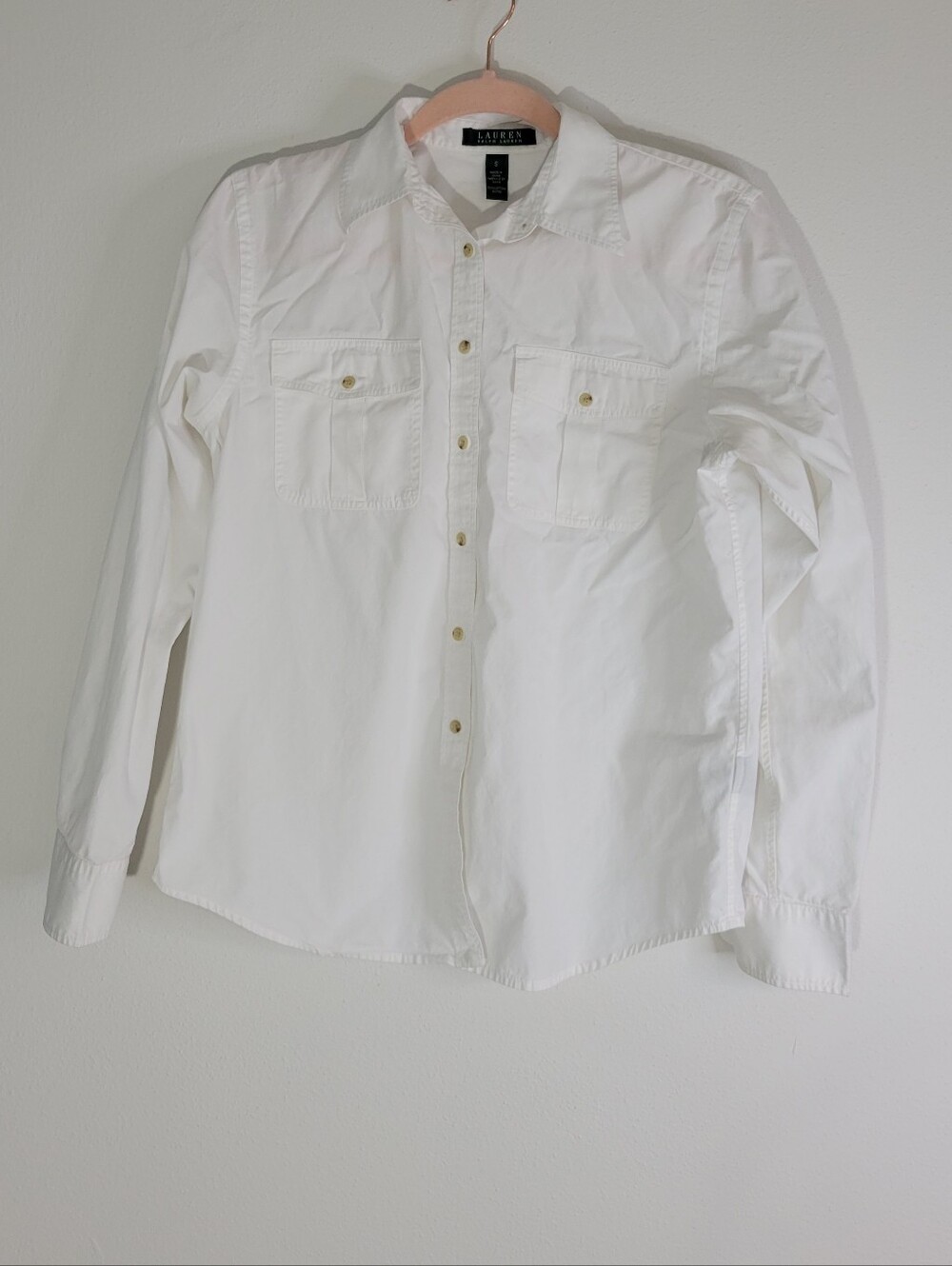 Lauren Ralph Lauren Women Size S White Button-Down Long Sleeve Shirt